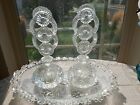 Vintage Tall Clear Perfume Vanity Set! BEAUTIFUL "DAISY" W/MATCHING TRAY! GREAT!