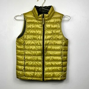 Uniqlo Puffer Vest Kids Size 150 10-12 US Green Full Zip Pockets Lightweight - Picture 1 of 12