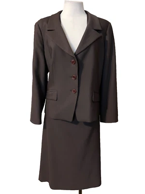 Talbots Falda Traje Marrón 16P Lana Elástica Blazer y Falda Toda Temporada Clásico Foto 1 de 4