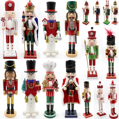 38cm 15" Christmas Wooden Nutcracker Soldier Puppet Guard Statue Xmas Ornament - Image 1 of 4