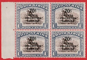 KENYA, TANGANYIKA, UGANDA 1941 70c ON 1s BROWN AND CHALKY BLUE SG154 BLOCK OF 4 - Picture 1 of 1
