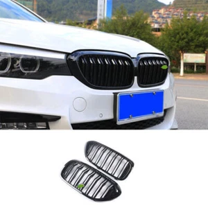 ABS Black Front Upper Bumper Mesh Grill Grille For BMW 5 Series G30 2018-2022 2X - Picture 1 of 7