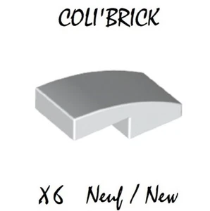 Lego 11477 - 6x Brique Courbe / Slope, Curved 2x1 no Studs - Blanc /White - NEUF - Imagen 1 de 1