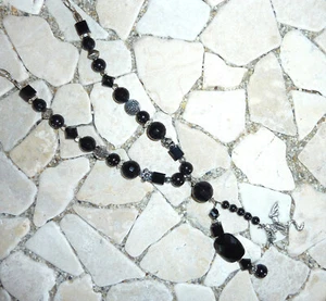 ★ Cadena larga en Y ★ FLOWER POWER ★ negra ★ - Imagen 1 de 3