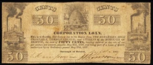 Borough of Bristol, PA: 50¢ Corporate Loan- Aug. 1, 1837 (Fine) - Picture 1 of 4