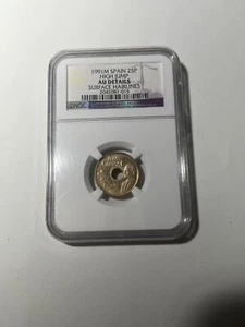 1991 Spain 25 Pesetas Juan Carlos High Jump AU Details NGC Coin - Picture 1 of 4