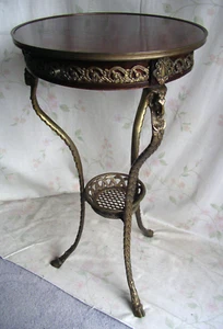 Francja Ludwik XV Stół Stolik boczny Głowy barana Drewno Intarzje Mosiądz 1880 - Zdjęcie 1 z 20