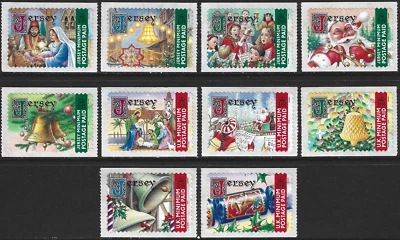 2001 Jersey Sg 1014/1023 Christmas. Bells Set of 10 Self-adhesive - Image 1 of 2