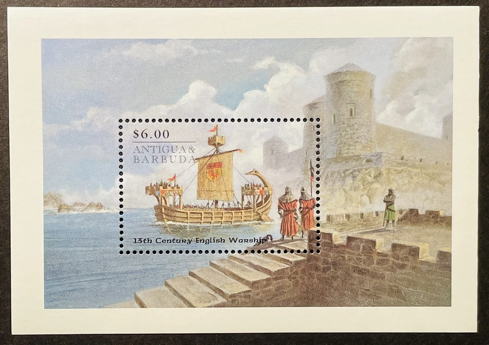 ANTIGUA & BARBUDA 13TH CENTURY ENGLISH WARSHIP SOUVENIR SHEET 1998 MNH SHIPS 1 - Image 1 of 1