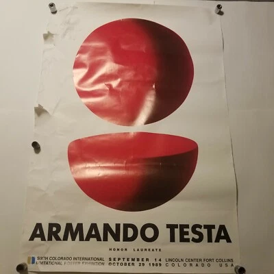 Póster promocional firmado Armando Testa Honor Laureado 1989 Colorado Fort Collins Foto 1 de 4