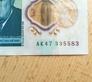 AK47 335583 Collectable Bank of England Polymer £5 Five Pound Note Circulated - Picture 1 of 3