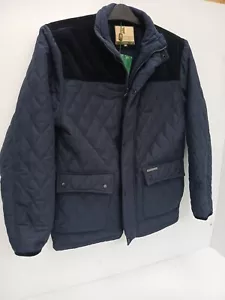Microfibre Fleece Lined Jacket in Navy UK Medium Corduroy Shoulders P2P 23" BNWT - Picture 1 of 19