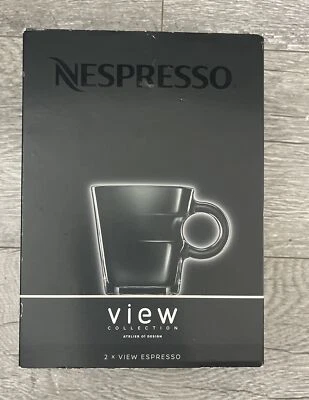 Juego de 2 tazas de vidrio espresso y platillos de acero inoxidable Nespresso View Collection Foto 1 de 4