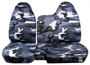 Fundas de asiento de coche de banco de camión gris camuflaje para 98-03 Ford Ranger 60/40 banco #35 - Imagen 1 de 8