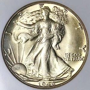Moneda de medio dólar Walker Gem 1946-D NGC MS 65 Walking Liberty EE. UU. (25050101C) - Imagen 1 de 6