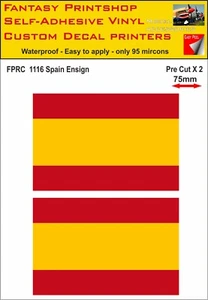 Flags Twin Packs Vinyl Sticker Decals Spain Ensign 75mm - 200mm FPRC1116 decals - Picture 1 of 7