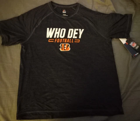 Cincinnati Bengals NWT Fanatics Majestic Mens Size XL Gray Who Dey Shirt NFL Cover