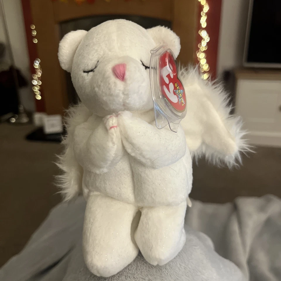 BNWT Retired Ty Beanie Baby Plush the White Angel Praying Bear Tagged Retired - Image 1 of 4