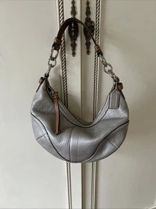 Coach Little Half Moon Leather Pewter Hobo Bag - Picture 1 of 9