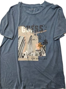 Guess Shirt Mens XL Blue Los Angeles California Graphic Tee Short Sleeve T-Shirt - Picture 1 of 4