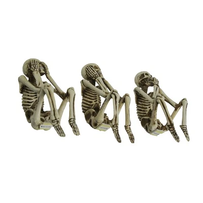 Resin Hear See Speak No Evil Skeleton Shelf Sitter Figurines Home Decor Statues - Image 1 of 4