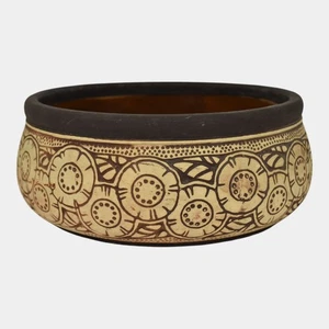 Weller Claywood 1910 Vintage Art Pottery Brown And Tan Floral Ceramic Bowl - Picture 1 of 6