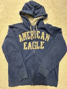 American Eagle Outfitters Full Zip Hooded Jacket “Distressed Letter” Men Size XL - Picture 1 of 15