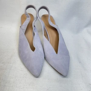 Lewit "Marta" Lilac Suede Slingback Cone Heel Pumps Made in Italy US7.5 EU38 - Picture 1 of 10