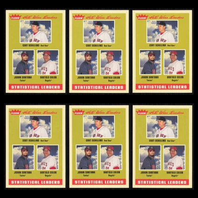 Lote de 6 tarjetas de béisbol Curt Schilling/Johan Santana/Bartolo Colón 2005 conjunto MLB CASI NUEVO Foto 1 de 4