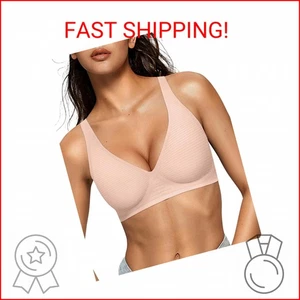 Womens Deep V Bras Wireless Comfortable Bra Supportive No Underwire Bras large - Picture 1 of 2
