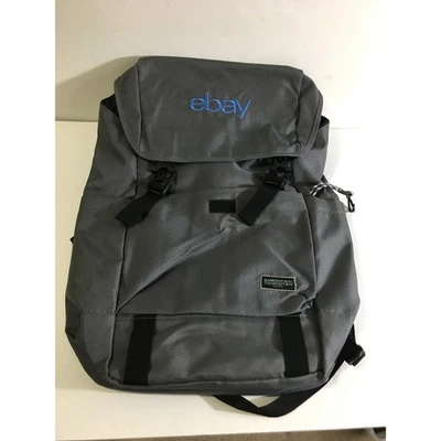 American Tourister Embark Computer Backpack Gray eBay Embroidered Logo OPEN Swag - Image 1 of 4