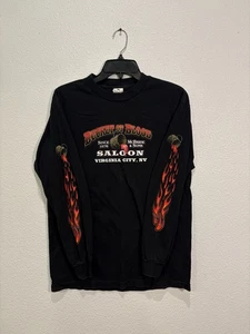 Camiseta De Colección EE. UU. Bucket of Blood Saloon Manga Larga Esqueleto Poker Nevada Gráfica Med - Imagen 1 de 7