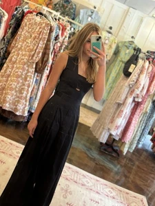 Hunter Bell Jumpsuit Women's XS Black Sleeveless Jumper Vtg - Picture 1 of 6