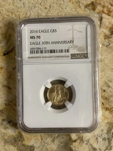 2016 1/10 oz American Gold Eagle MS-70 NGC (Early Releases) 30th anniversary - Picture 1 of 5
