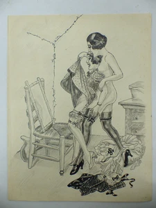 Erotische Tuschezeichnung wohl Gerhard Windisch Alphonse Friaux Milewsky Nr 1115 - Picture 1 of 4