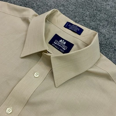 Stafford Shirt 16.5 32-33 Beige Cotton Polyester End on End Long Sleeve Shirt - Image 1 of 4