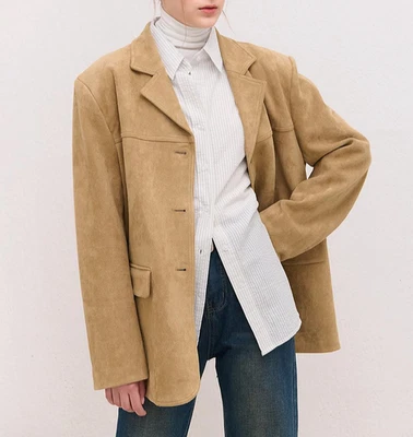 Chaqueta de camionero de gamuza tostada de gran tamaño para mujer talla XS S M L XL XXL 3XL Foto 1 de 4