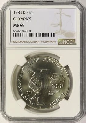 1983-D Olympics $1 Commemorative Dollar NGC MS69 - Image 1 of 2