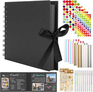 HXC Scrapbook Kit Black Photo Scrapbook DIY Memory Book A5 Sizetravel Scrapbook - Picture 1 of 12