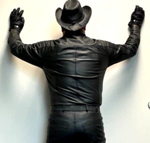 Henschel Hat Company Heavyweight Black Leather Cowboy Hat - Size Large - Picture 1 of 6