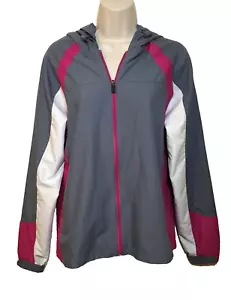 BCG Giacca a vento con cappuccio e zip grigio colorblock donna M busto 44,5" - Foto 1 di 10