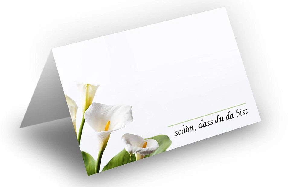BRIEFUMSCHLÄGE24PLUS 25x Tischkarten (Motiv: Calla weiß) 8,5 x 11,2 cm