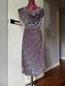 Sacha Drake 16 Dress A Line Shift Bright Geometric Print Cowl Neck Sleeveless - Picture 1 of 13