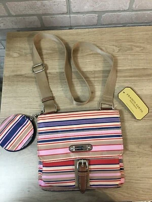 Bolso de hombro a rayas de carga FRANCO SARTO y monedero a juego FS1014TBLU Foto 1 de 4