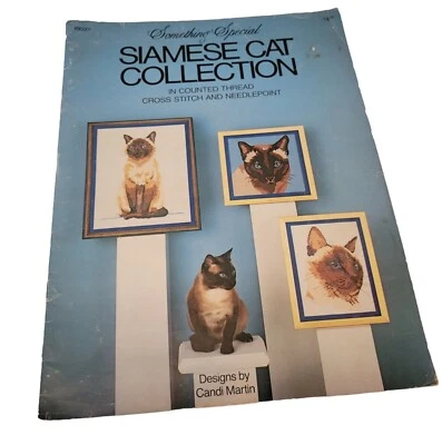 Vtg 1981 Siamese Cats Cross Stitch Pattern Book Candi Martin 80's Counted Thread - Image 1 of 4