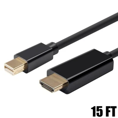15FT Mini DisplayPort Male to HDMI Male Adapter Cable MacBook Mac Monitor 1080p - Image 1 of 4