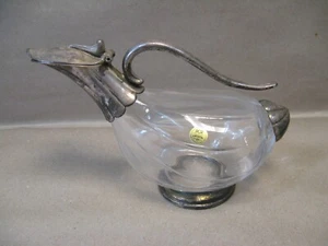 Vtg Royal Crystal Rock RCR 24% Lead Crystal Silver Plate Duck Decanter Italy - Picture 1 of 17