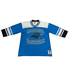 Maglia maglietta vintage Team Rated Carolina Panthers made in USA ragazzo taglia 14/16 blu nera - Foto 1 di 14