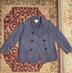 RRL COTTON CANVAS P-COAT Large Navy Double RL Peacoat Ralph Lauren Polo Military - Picture 1 of 8