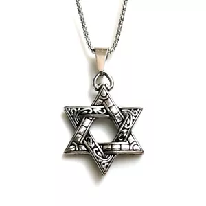 "Collar colgante judío de 6 puntas estrella de David judío joya sionista de 24" - Imagen 1 de 13